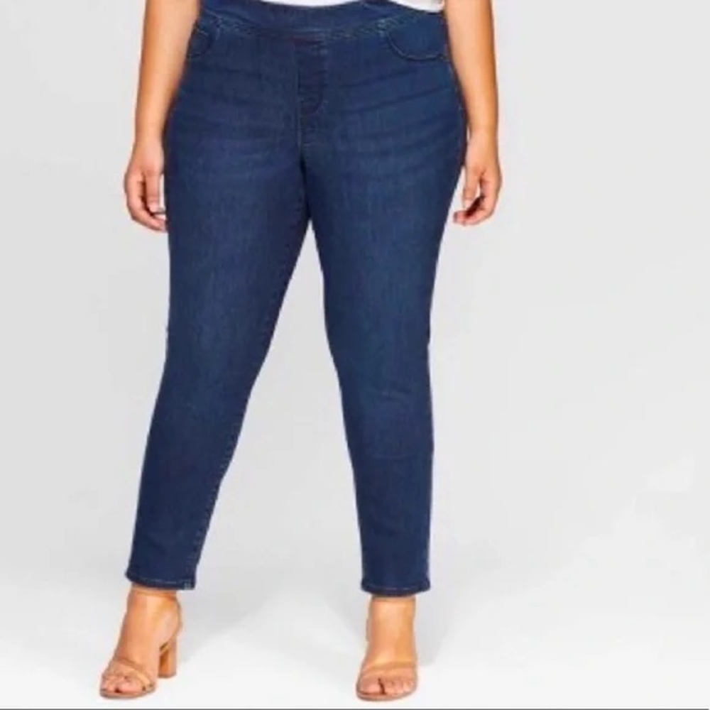AVA & VIV Dark Wash Pull On Jeggings